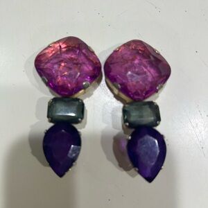 Vintage Colored Gemstone Clip-on Earrings